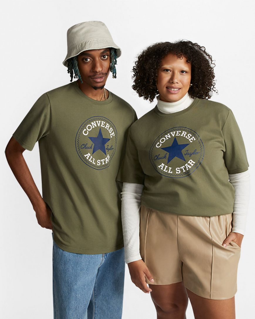 Women\'s Converse Go-To All Star Patch Standard Fit T-Shirts Olive | AU 39E68Q